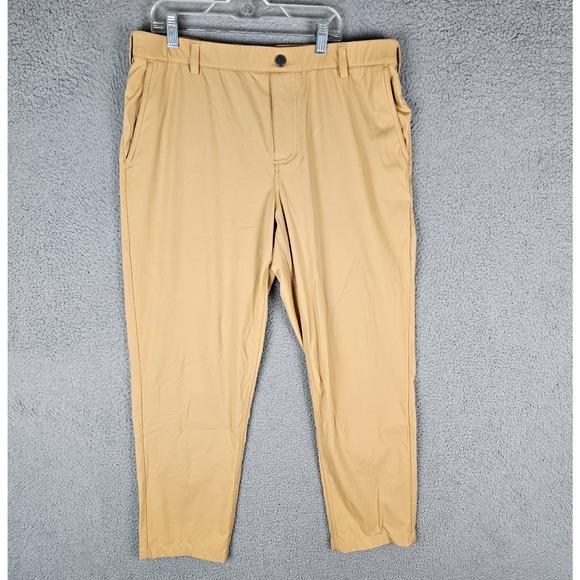 Redvanly Chino Pants Mens Large Tan Performance Tapered Leg Casual Stretch